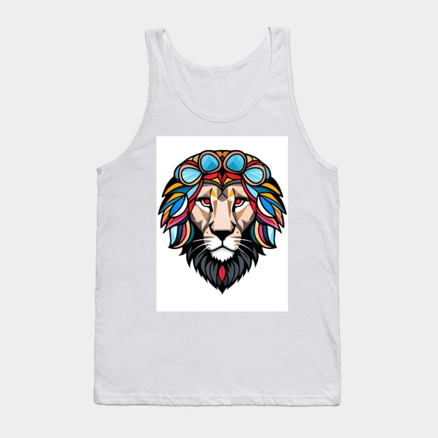 Lion Face T - Shirt Tank Top by PrintedPassions